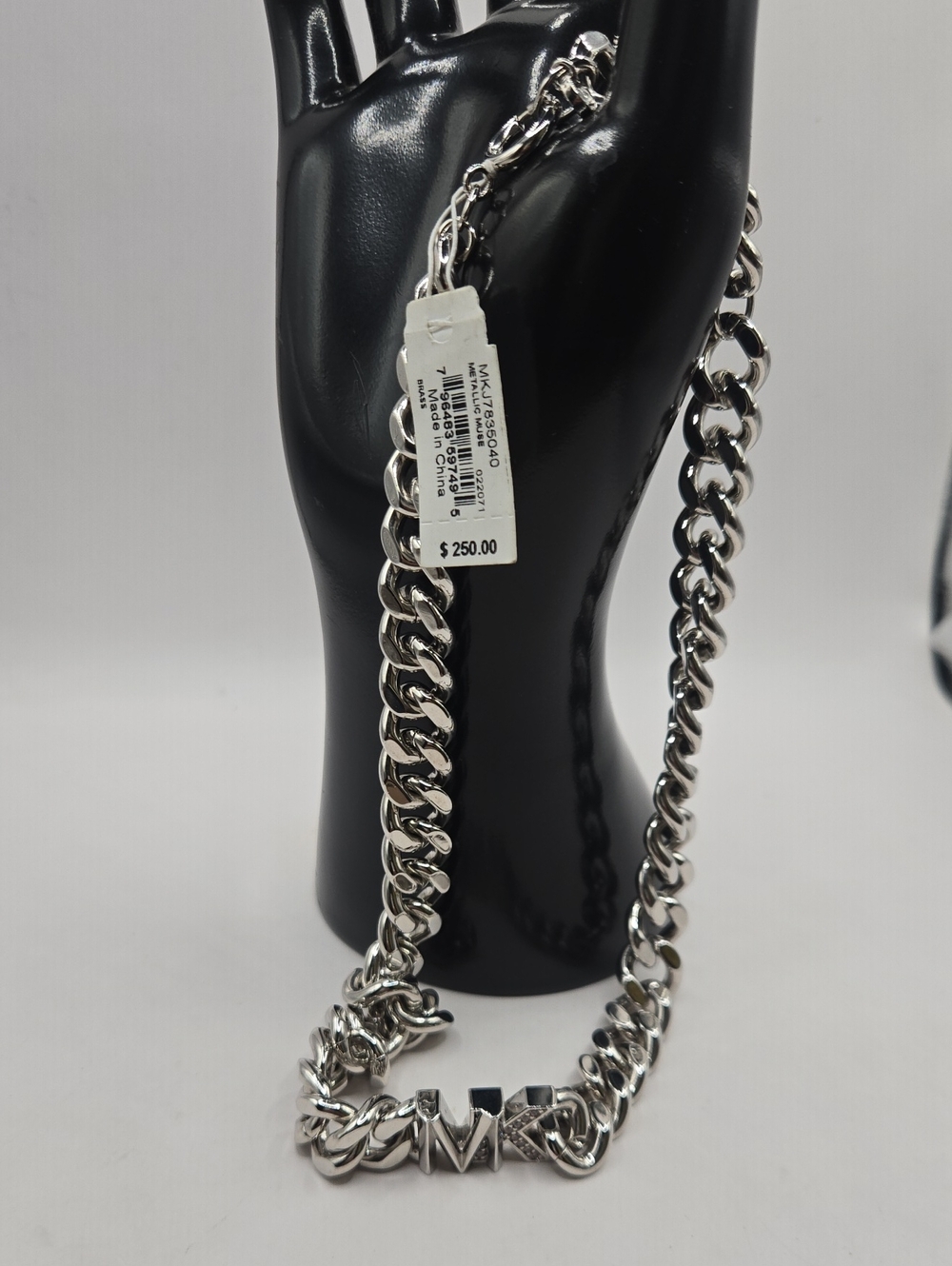 NEW Michael Kors Silver MK Chunky Chain Necklace